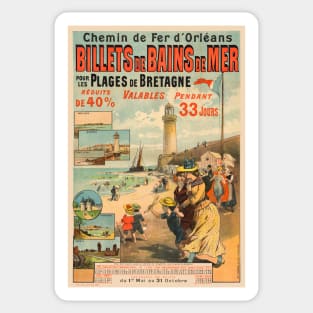 Billets de Bains de Mer Vintage Poster 1890 Sticker